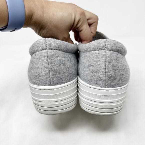 [Joshua Sanders] Gray Navy NY Felt Embroidered Slip On Platform Sneakers Size 10 - Picture 6 of 12